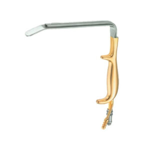 Retractor de mamoplastía - Marca Hergom Medical - HERGOM PREMIUM (ACERO INOXIDABLE ALEMÁN) / Ferriera Con Tubo de Succión / Luz Fibra Óptica / 18 CM x 25 MM